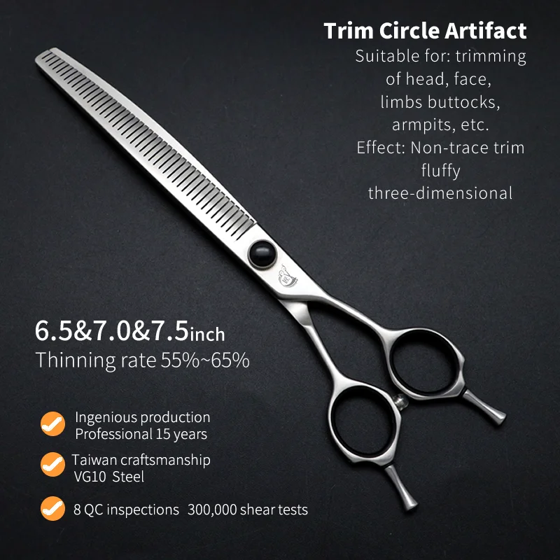 Dog Grooming Scissors Crane 6.5&7&7.5 Inch Curved Fluffy Scissors Curved Thinning Shears for Dog Grooming