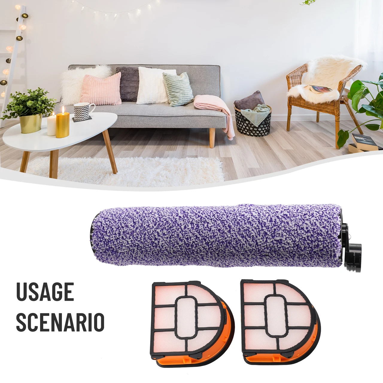 

Clean Brush Filter Roller Rush For Shark WDB1F2 AW201 WD201 WD201 WD101 WD100 3pcs/set Multi Surface Cleaning Purple