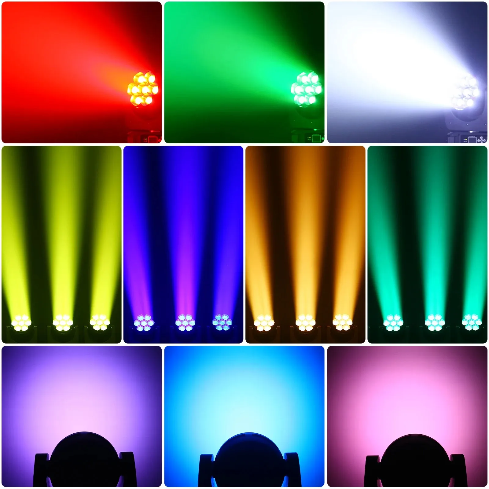 Moving Head Light 7*40W RGBW 4 in 1 LED Beam Wash Zoom Effect Stage Lighting Spo