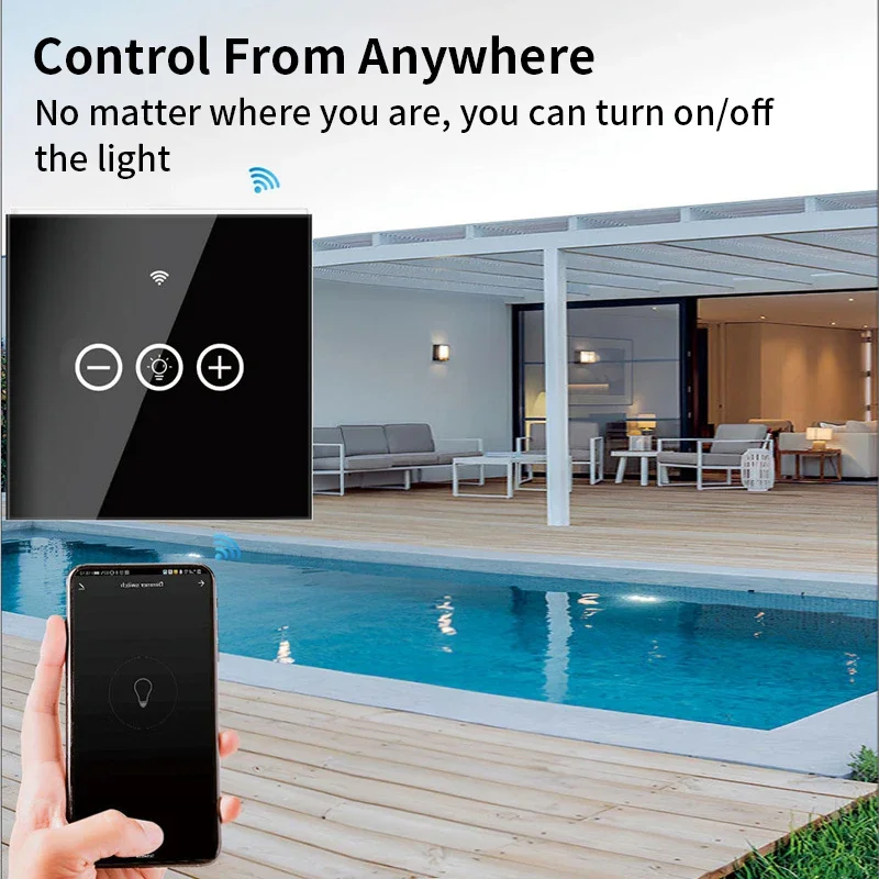 TNCE Tuya WiFi Smart Dimmer Switch EU Smart Glass Panel Wall Touch Switch APP Control Works with Alexa Google Home