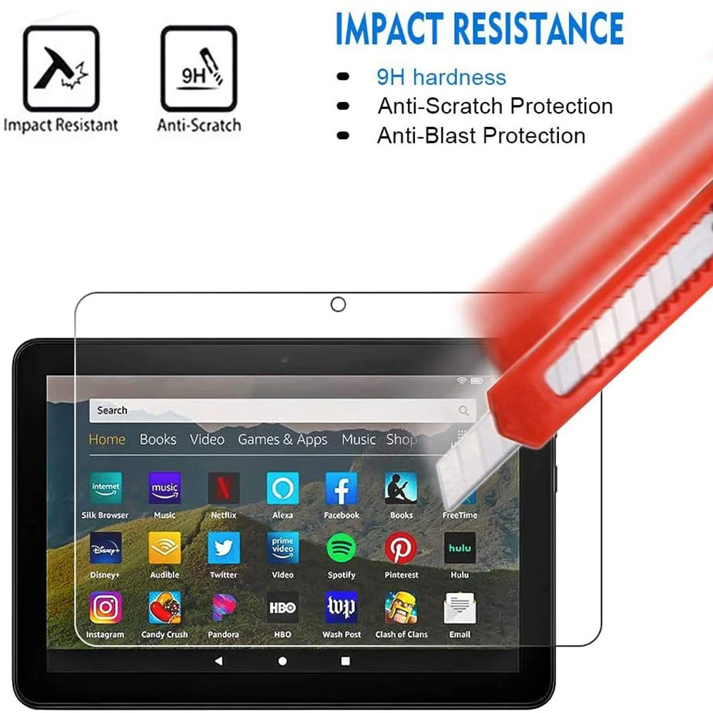 Tempered Glass for Amazon Fire 7 7th 9th 12th Fire HD 8 Fire HD10 2017 2019 11th 10 Plus Fire 10 Cover Screen Protector Film