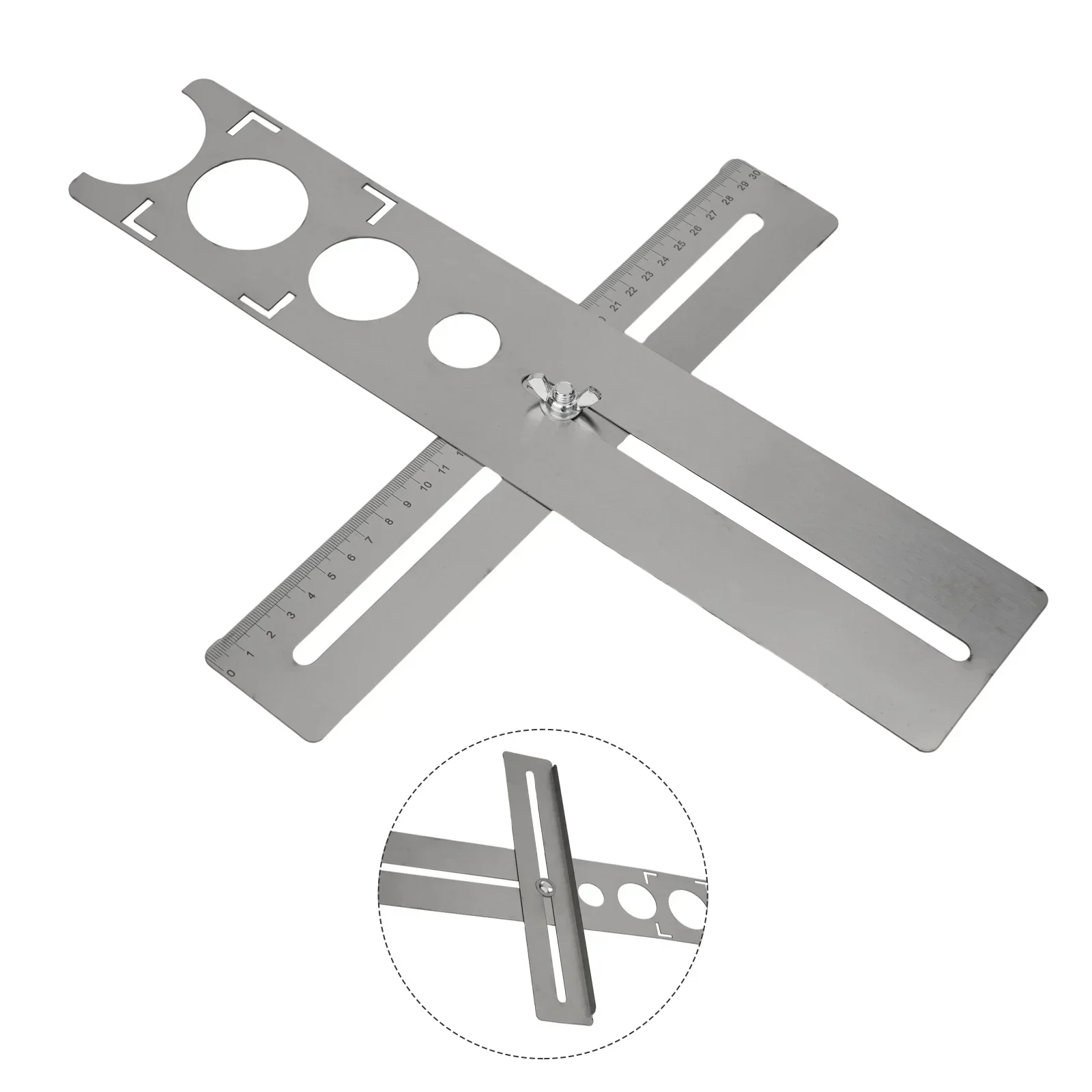 Decorated Work Multifunction Ruler Effective Stainless Steel Ceramic Tile Hole Locator Ruler For Accurate Drilling 2