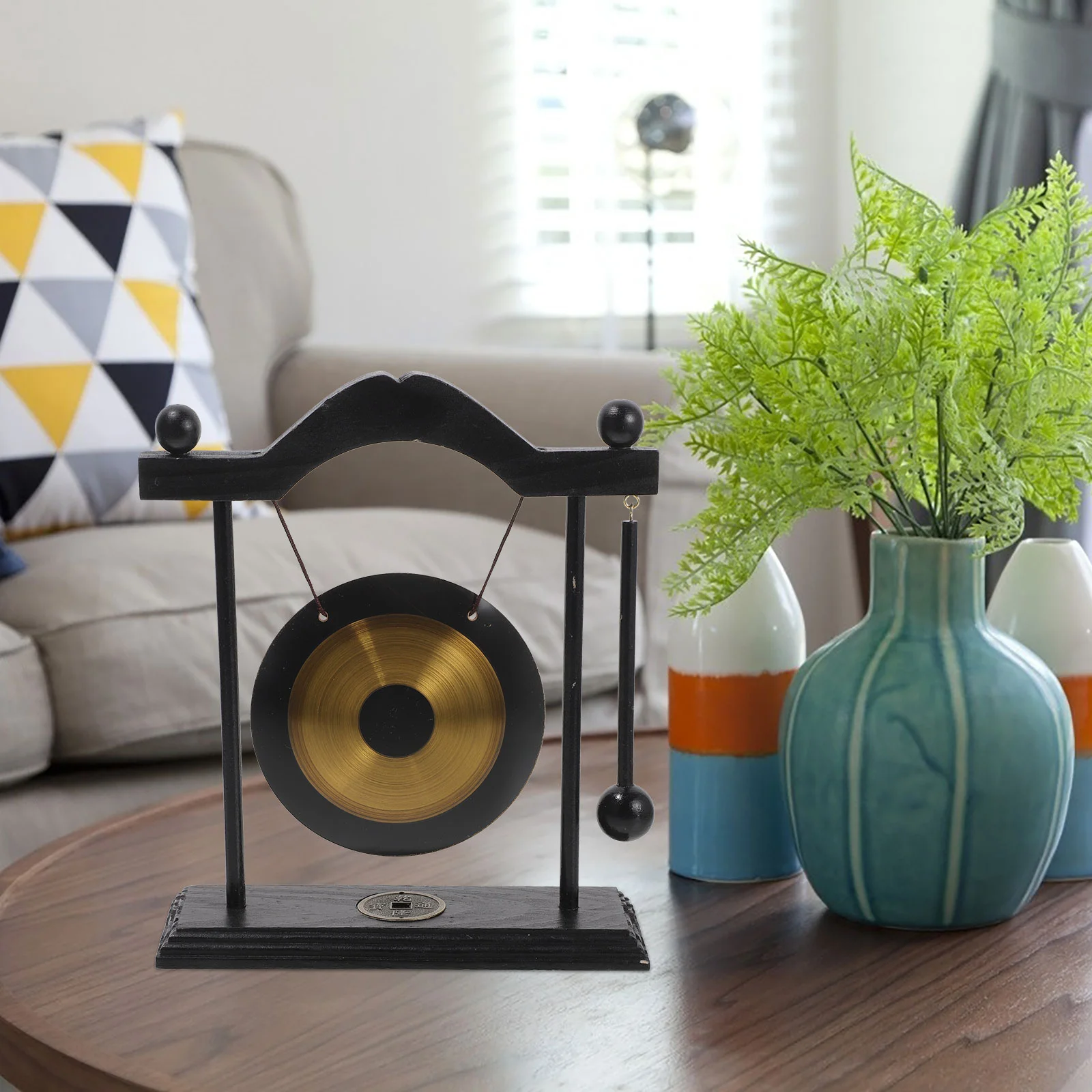Gong Feng Shui Ornaments Table for Desktop Decorations Adorn Retro Metal Home