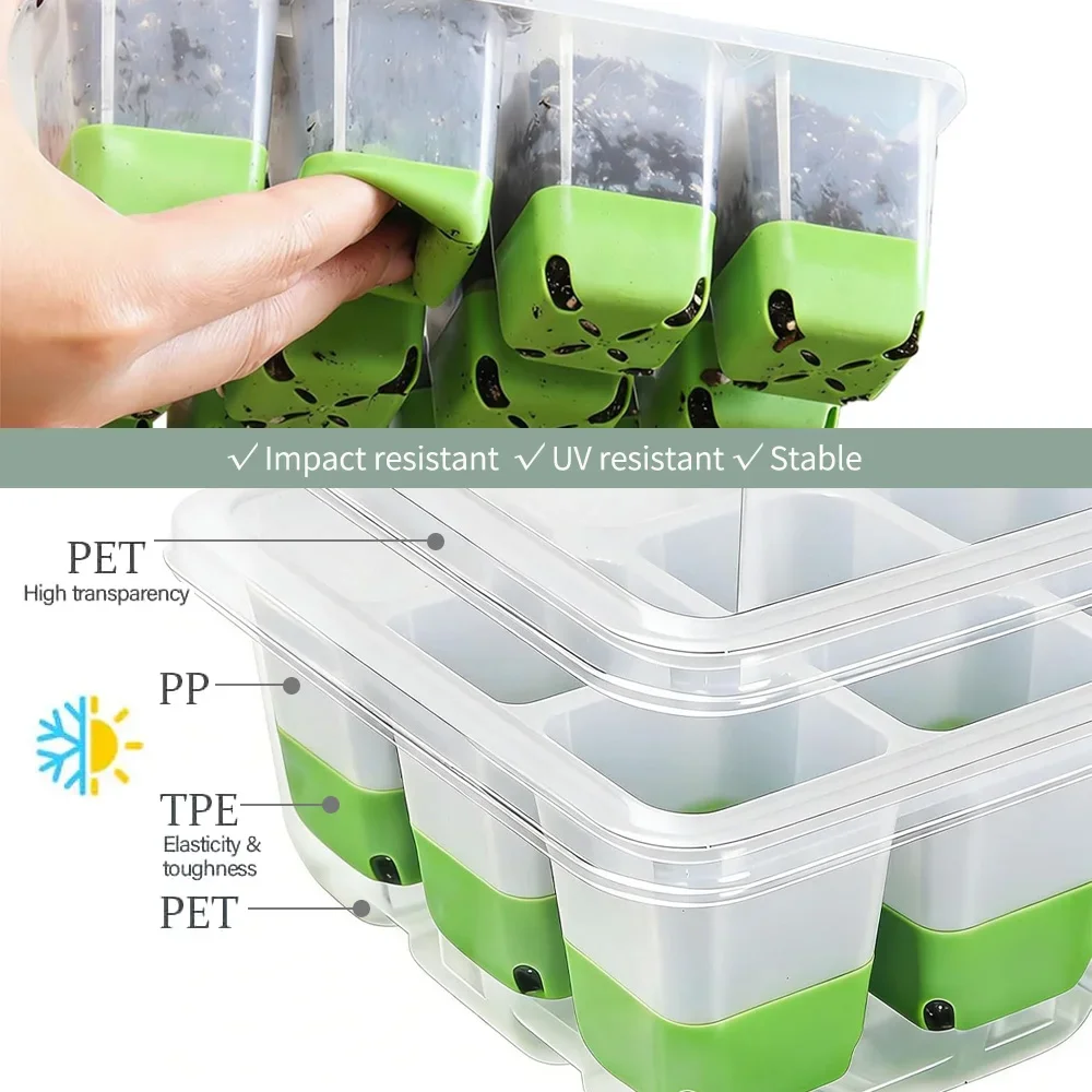 Seedling Starter Tray with Transparent Cover and Adjustable Humidity for Indoor Garden Germination