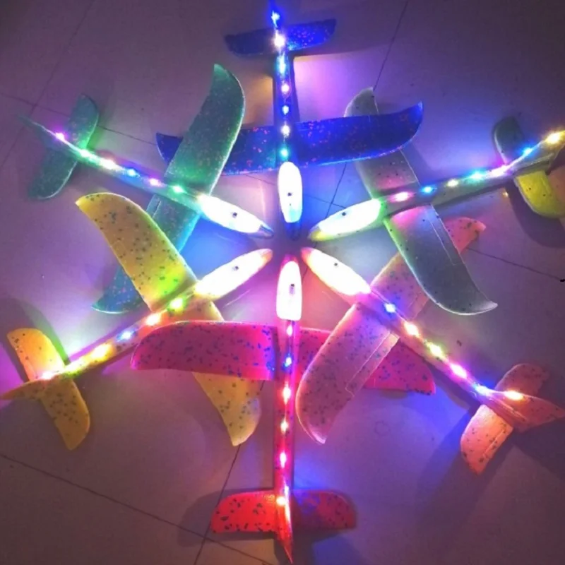 48cm LED DIY Foam Aeroplane Model Hand Throw Flying Glider Planes Party Bag Fillers Kids Game foam plane