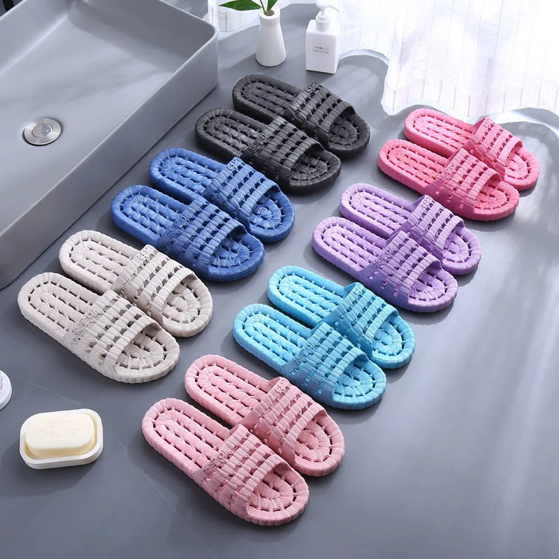 

F5 Bathroom slippers summer hotel leaking indoor hotel home men and women couples simple flat bottom soft bottom bath sandals