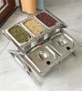 GN pan with rack basin shelf for milk tea shop box jam Stainless Steel Box serving tray salad bowl Storage Chafing Buffet Pan 4