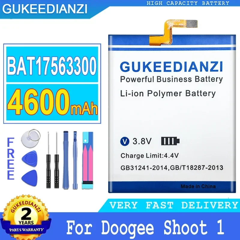 

GUKEEDIANZI Battery for Doogee Shoot 1, Big Power Bateria, 4600mAh, BAT17563300, 5.5"