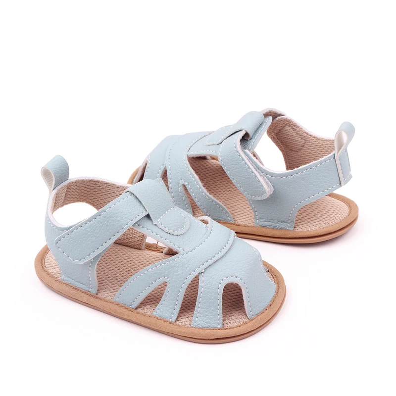 Baby Summer Sandal High Quality TPR Sole Anti-slip Toddler Beach Shoes PU Waterproof for Newborn Boys and Girls 0-9-18 Months 5