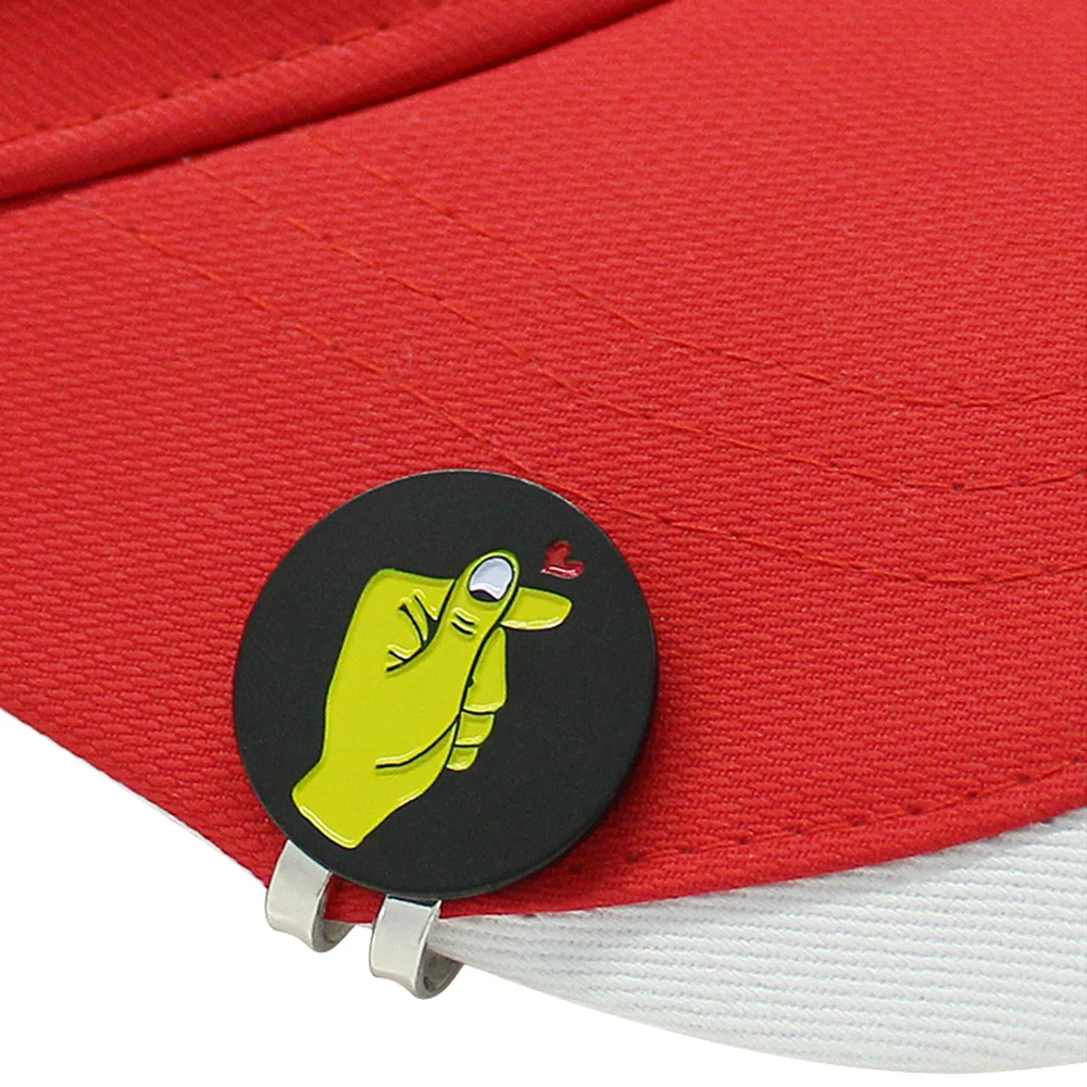 Pack 1 Pcs Metal Black Golf Ball Marker With Magnetic Hat Clip New Gesture Design Golf Mark
