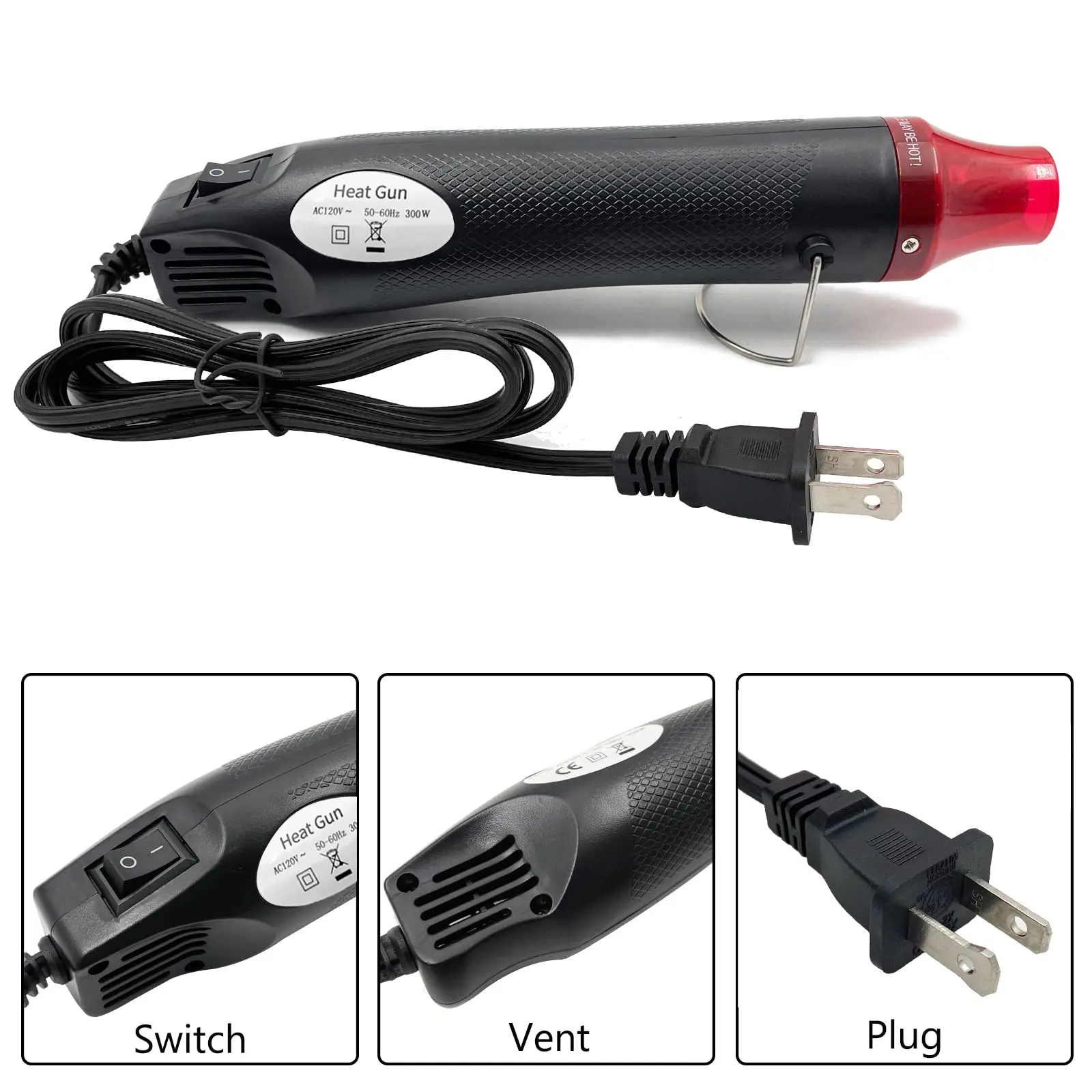 110V/220V US EU Standard Hot Air Gun Mobile Phone Repair Tool Hair Dryer Welding Support Seat Shrink Plastic Air Heat Gun 300W 4
