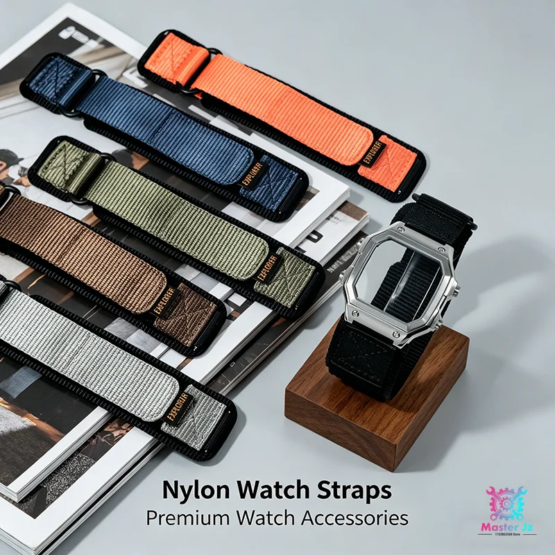 Breathable Sport Nylon Strap with Stainless Steel Waterproof Ring for Square Watch - 18mm Quick Release