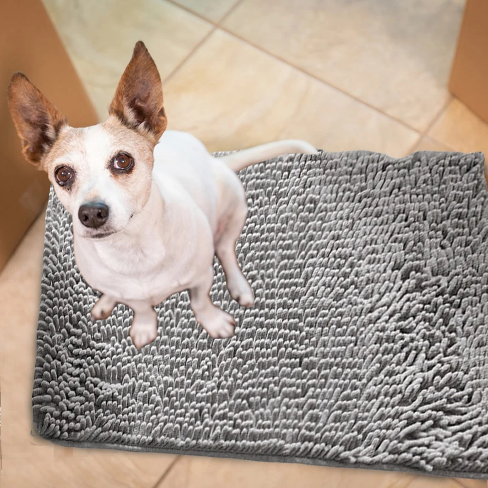 Dog Door Mat for Muddy Paws Washable Entry Indoor Door Mat Quick Dry Highly Absorbent Dog Chenille Soft Indoor