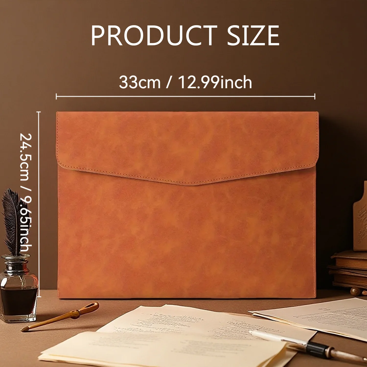 Personalized Leather A4 File Bag - Waterproof & Durable Folder for Business, Office, and School