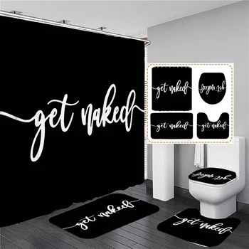 "Get Naked" Shower Curtain & Mat Set 1