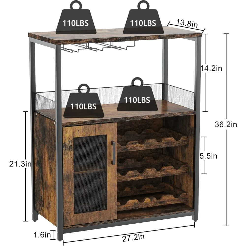 Stylish Wine Bar Cabinet with Detachable Racks