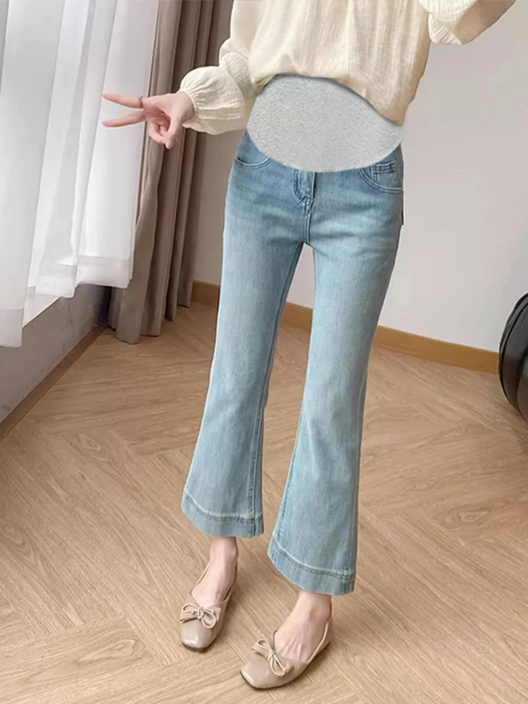 하이웨이스트 루즈핏 임부용 청바지 스트레이트 레그 9부 기장 슈퍼핏 데님 원단 여름 시즌 풀스테이지