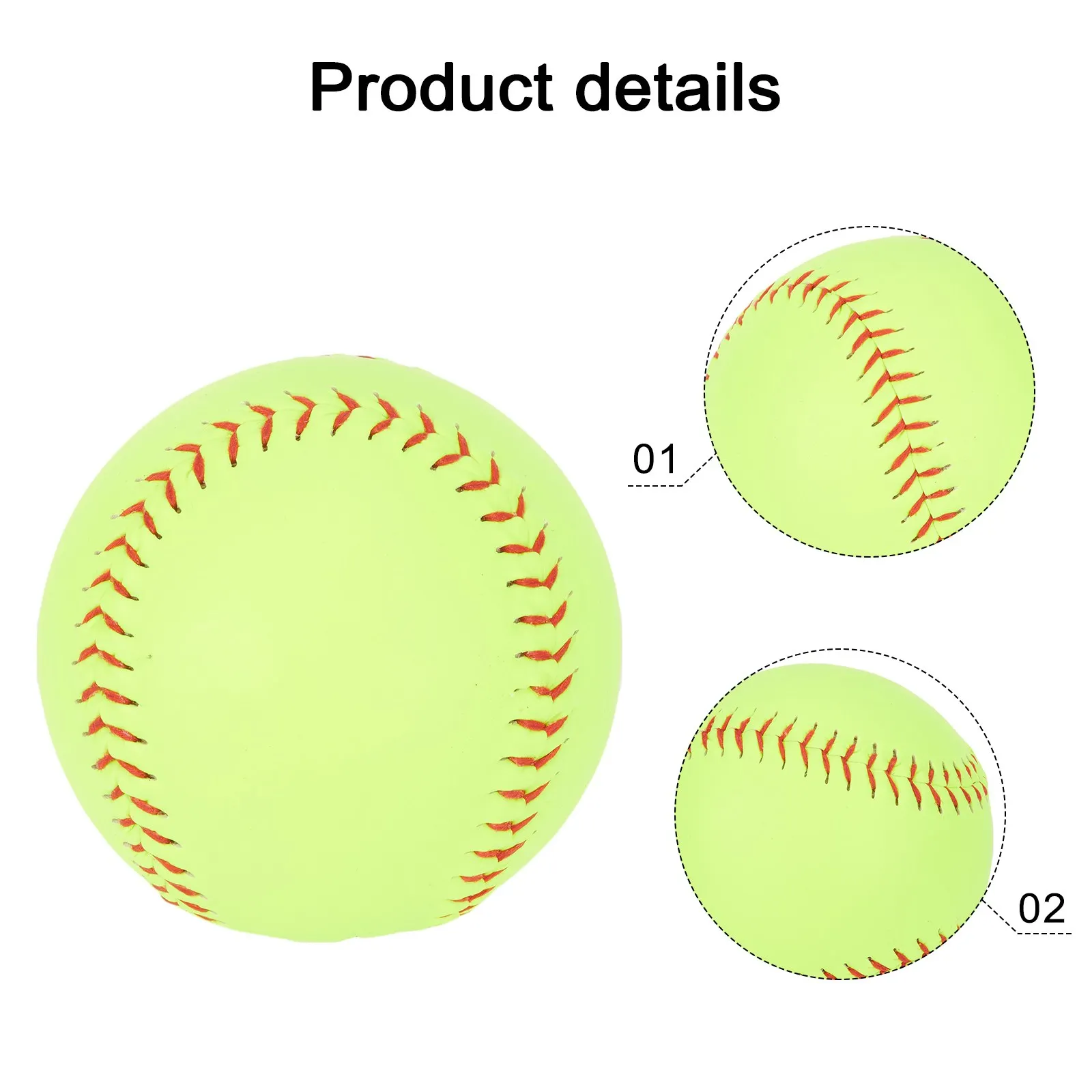 Lot De 6 Softballs Officiels Taille 12 - Cuir, Jaune, Pour Entraînement Fastpitch