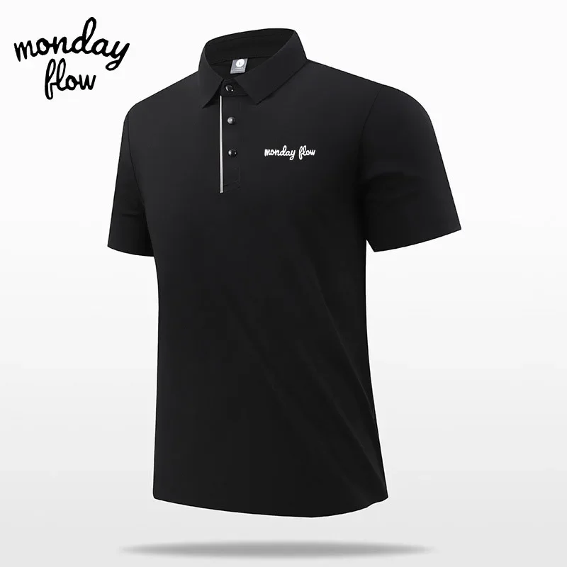 Monday Flow 여름 반팔 남성 골프 셔츠, 야외 스포츠 의류, 속건성 셔츠, 비즈니스 통기성 폴로 탑