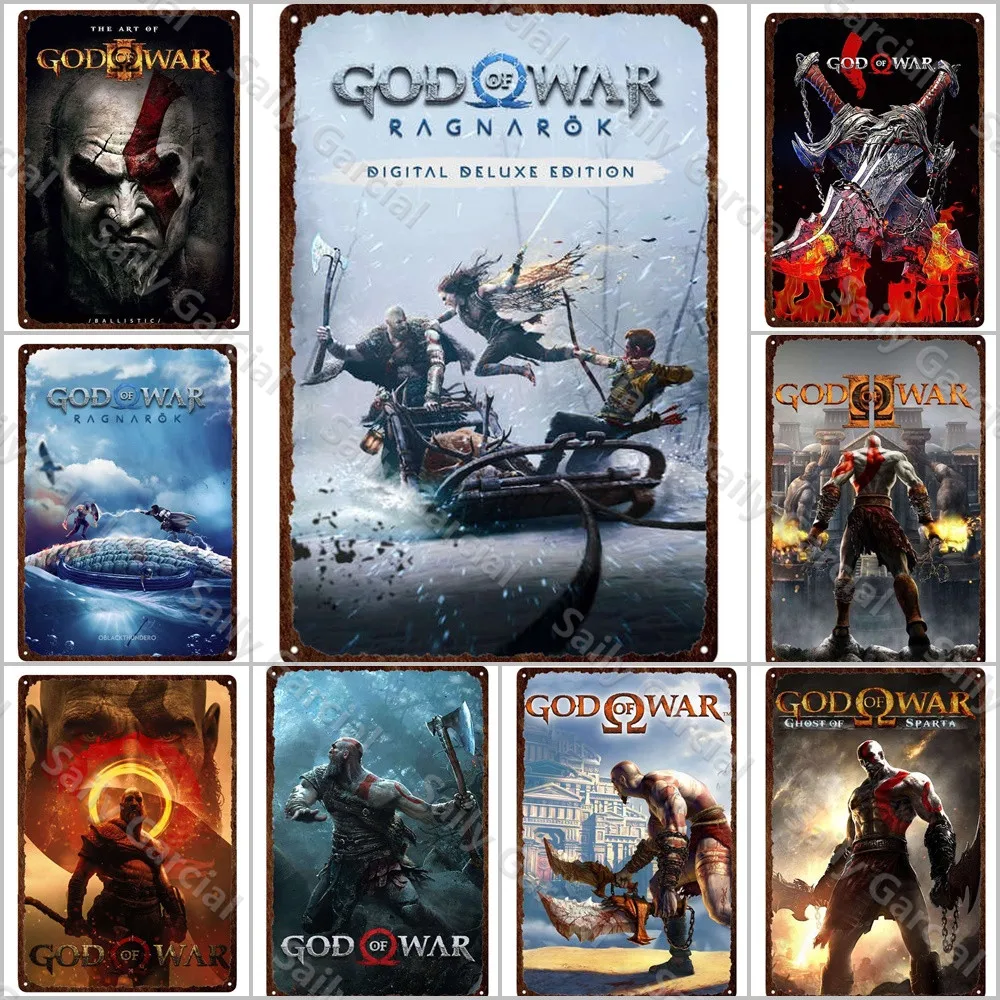 God Of War Ragnarok Inspired Metal Print Plates Classic Game Video Tin Sign Poster Pub Bar Sign Metal Wall Decor Targhe Di Latta