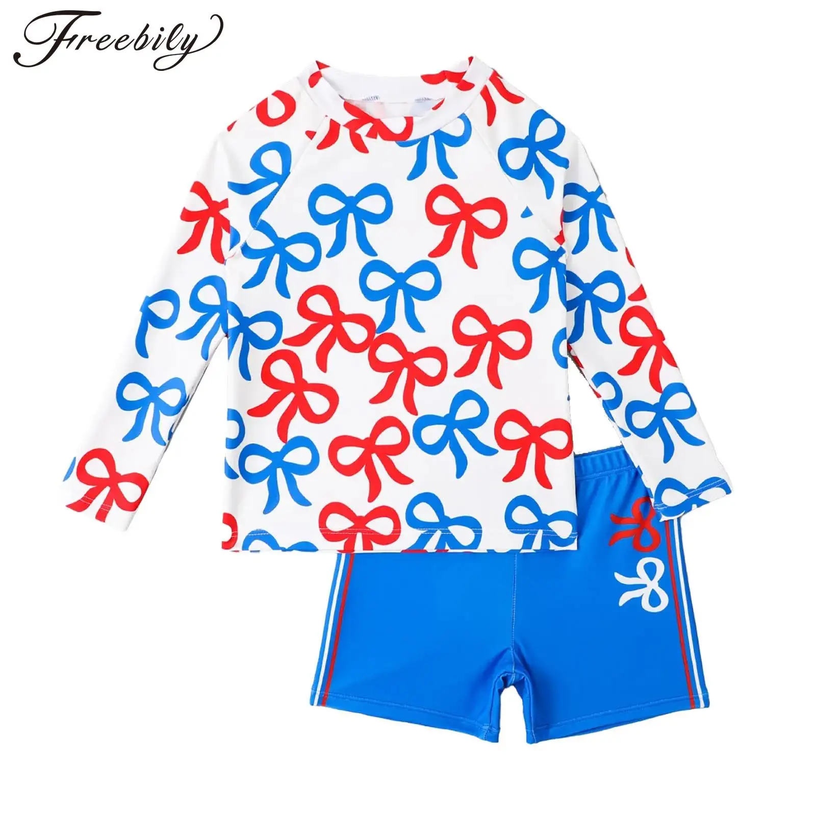 

Kids Boys 2Pcs Swimsuit UPF 50+ Rash Guard Long Sleeve Swim Top with Shorts Trunk Set Swimwear Bathing Suit Summer Beachwear