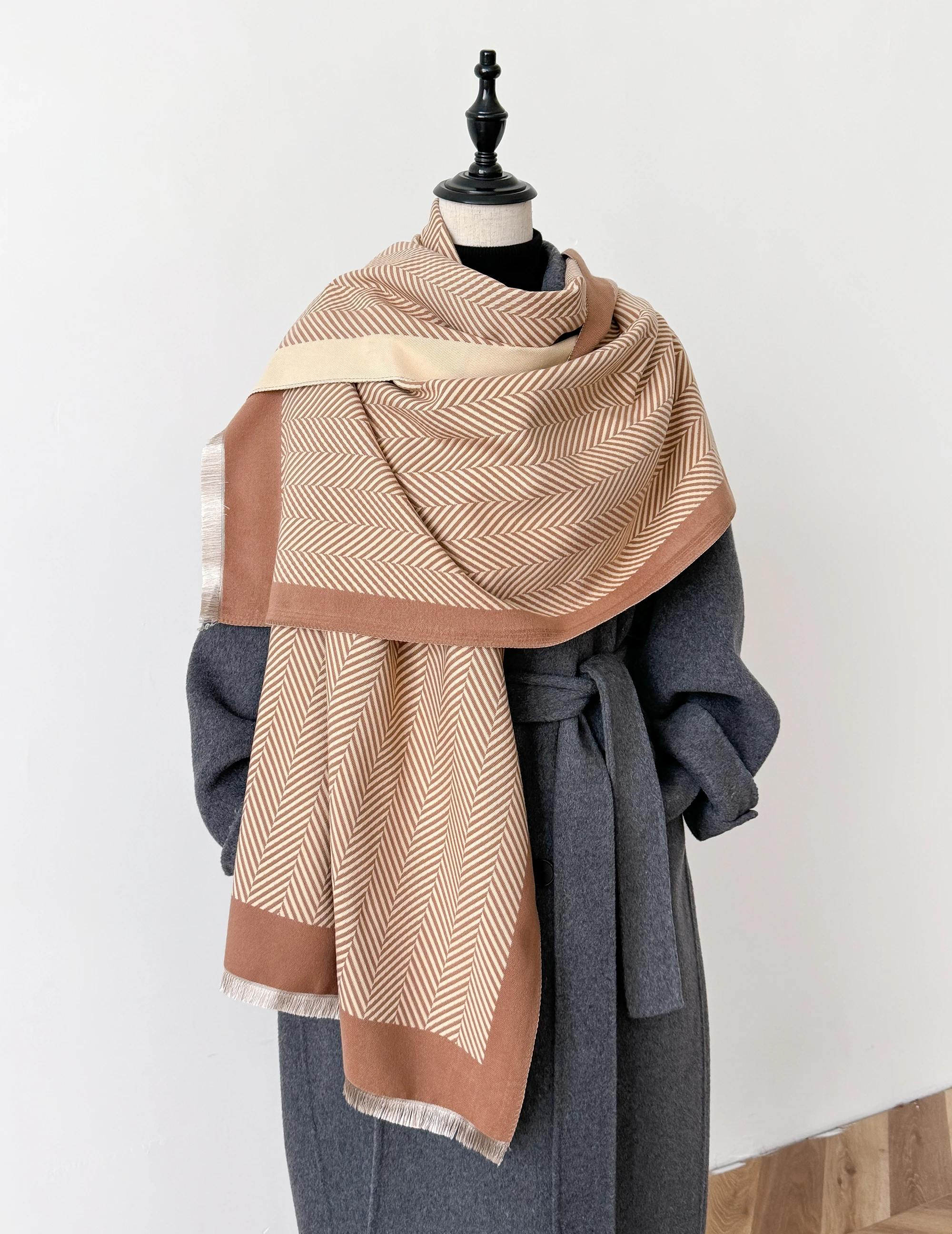 2024 Winter Women Cashmere Scarf Thick Warm Pashmina Shawls Wraps Floral  Jacquard Lady Blanket Echarpe Bufanda Female New