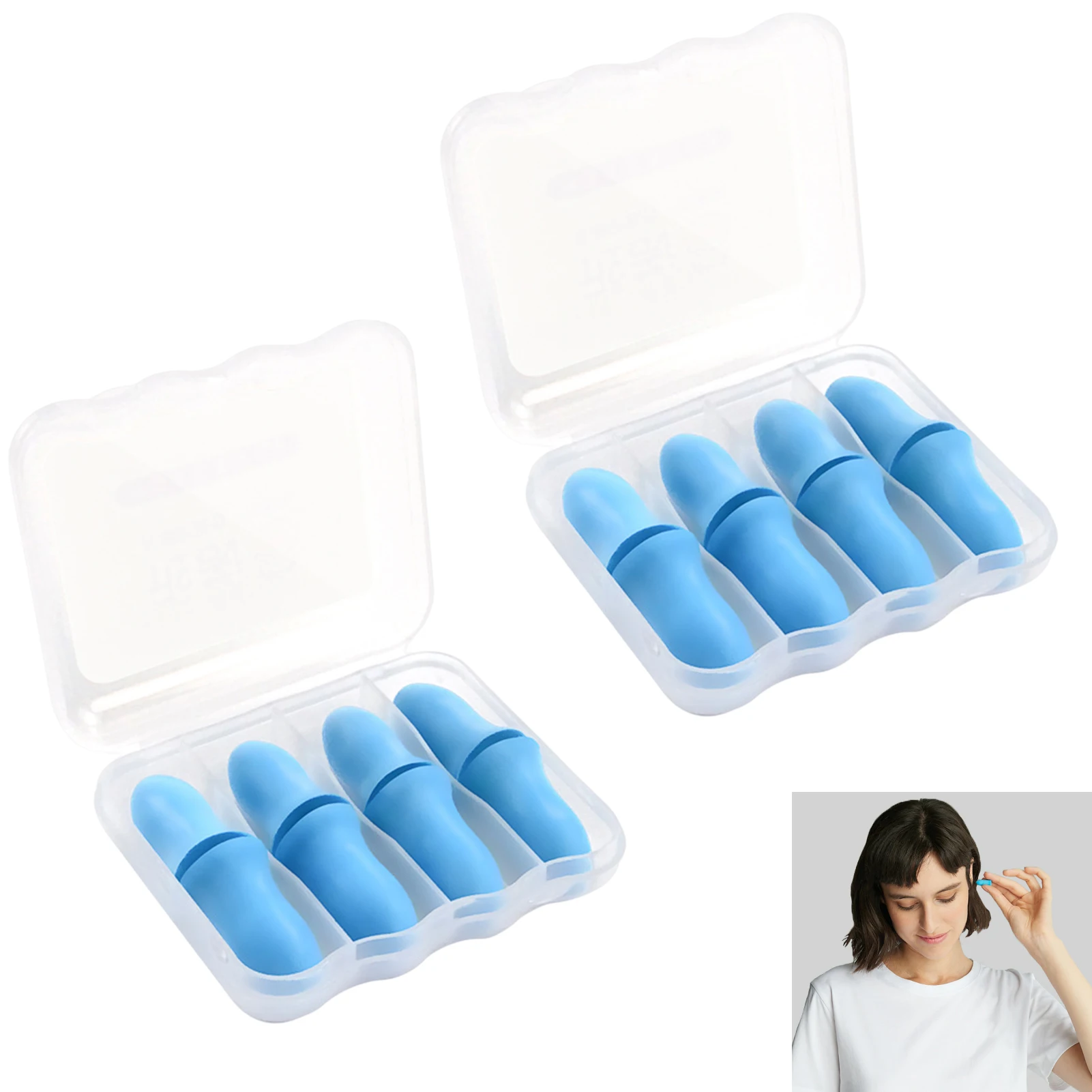 

8pairs 35dB SNR Block Out Snoring Ear Plug Work Noise Cancelling Travel Washable Reusable Soft Foam For Sleep Study Portable