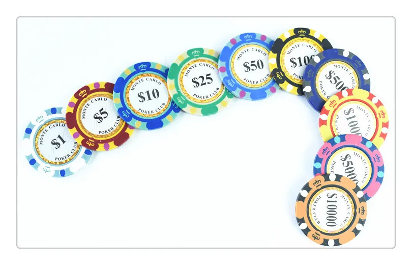Monte Carlo Coins 10pcs Golden Clay Poker Chips
