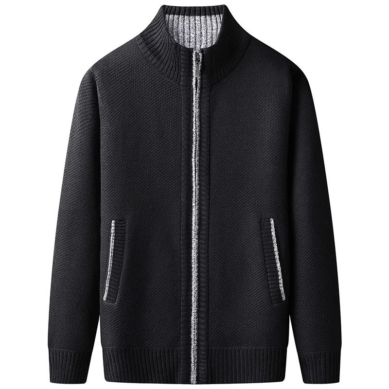 

2022 New Men's Sweater Coat Fashion Patchwork Cardigan Men Knitted Sweater Jacket Slim Fit Stand Collar Thick Warm Cardig 8801-1