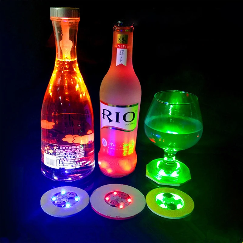 

10/20Pcs LED Bottle Cup Base Glowing Sticker with Battery Atmosphere Night Light for Christmas Bar Party Room Decor Novelty Lamp