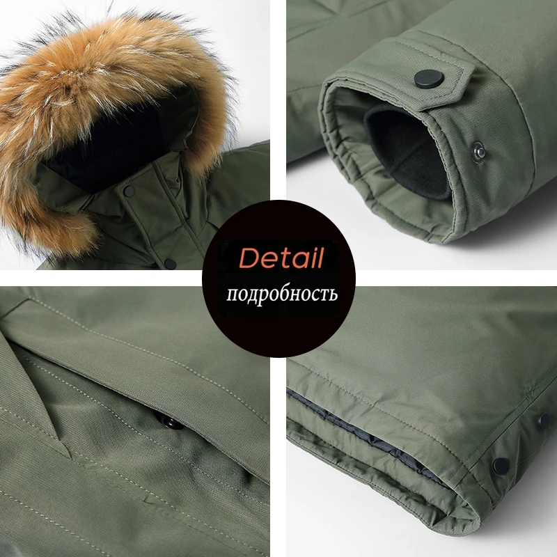 Winter Men Hooded Casual Waterproof Long Duck Down Parka Man Windproof Thick Overcoat Parka Jacket Male Fur Collar Outwear Parka