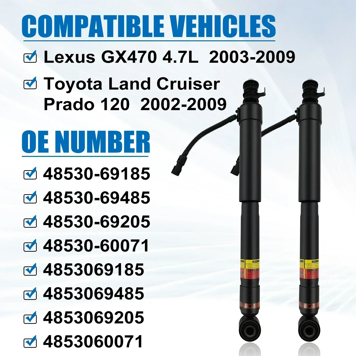 2pcs Front/Rear Shock Absorber for Toyota Land Cruiser Prado
