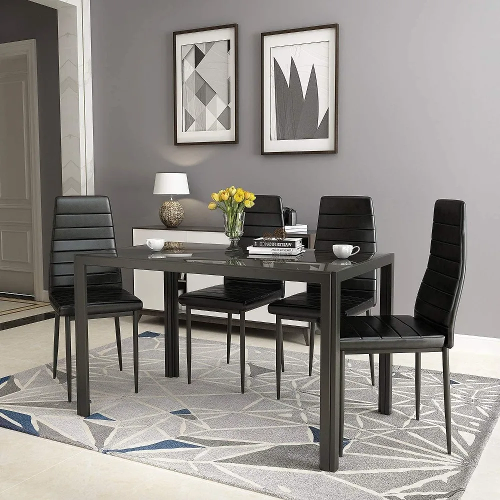 Dining Table Set for 4 Glass Kitchen and Table Chairs Set of 4 Dining Room Table Set