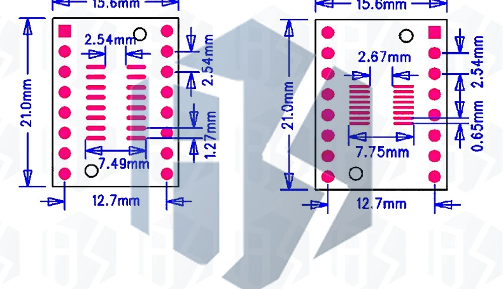 10pcs pcb board kit smd drehen zu dip adapter konverter platte sop msop ssop tssop sot23 8 10 14 16 20 28 smt zu dip – Detail 10