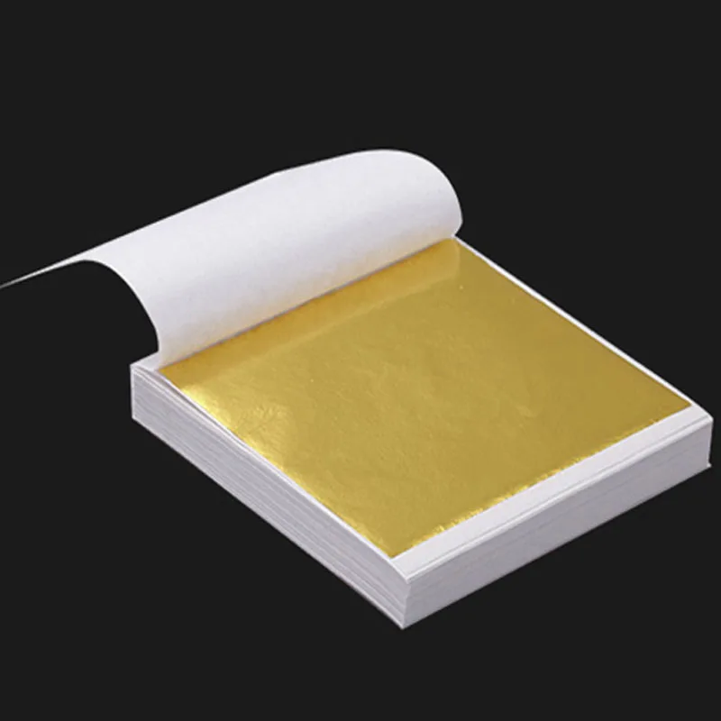 100Sheets Imitation Gold Silver Foil Paper Leaf Gilding DIY Art Craft Paper Birthday Party Wedding Cake Dessert Decorations