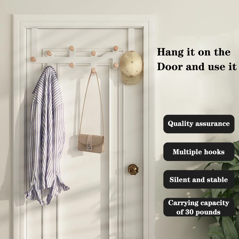 Wooden Storage Hooks Over The Door Hooks Clothes Coat Hat Towel Hanger Home Organizer Rack Bathroom Kitchen Accessories Holder storage hook door hook