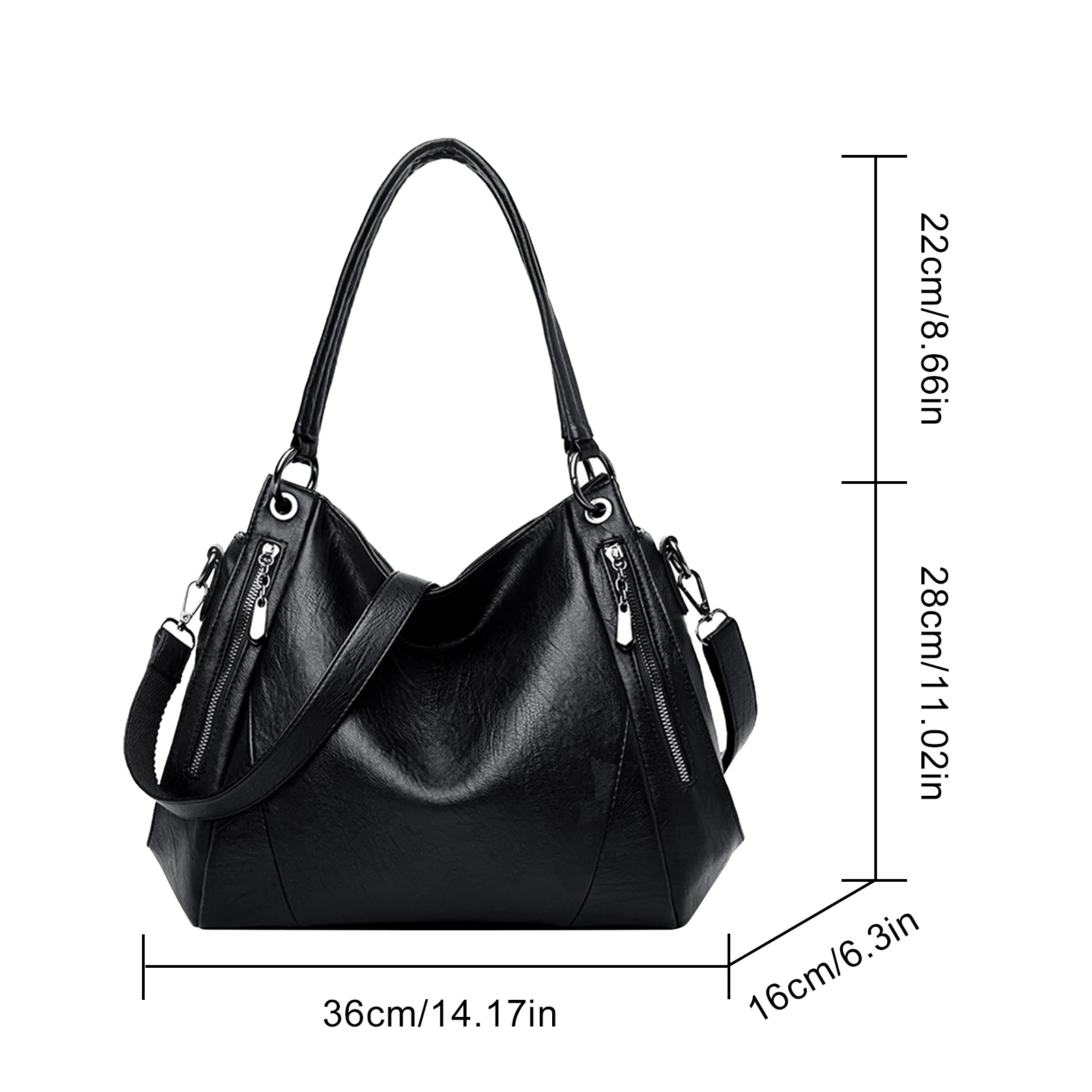 Women PU Leather Solid Color Shoulder Bag with Zipper Shoulder Underarm Bag Crossboday Shoulder Bags for School Work Daily Use