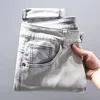 Men's Smoke Gray Jeans 2025 Spring Fashion Trendy Street Style Versatile Slim Fit Stretchy Skinny Pants 3
