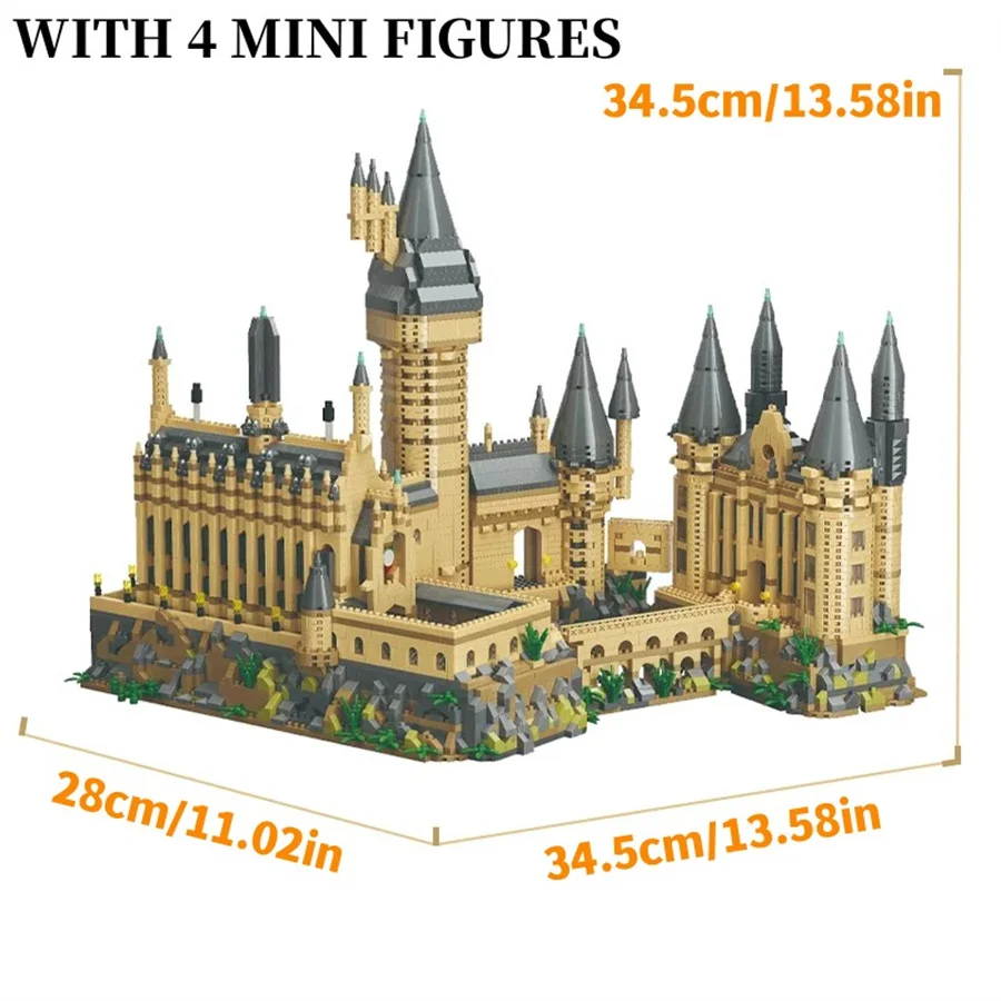 Magic Castle Micro Building Blocks Light Up Street View Architecture Creative MOC Model Kit Kids Christmas Birthday Gifts