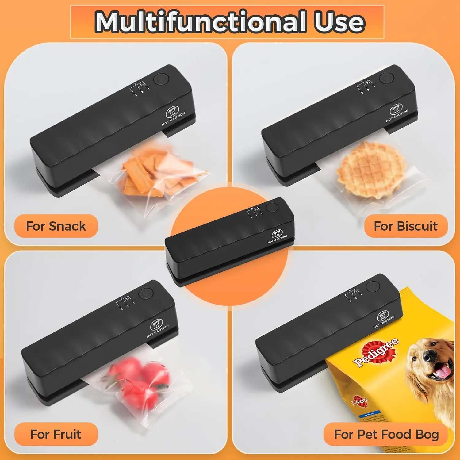 Bag Sealer, Mini 3000mAh Rechargeable Portable Food Saver Sealer with 5 Sealing Gear & 4.7