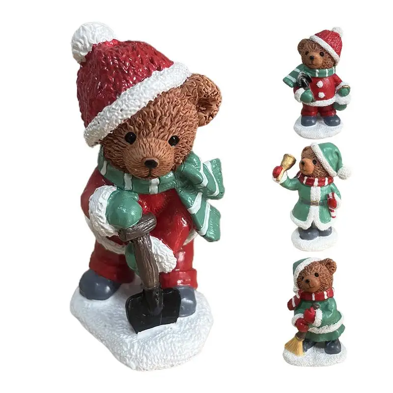 

Christmas Bear Figurine Cute Statue Craft Ornament Multifunctional Christmas Display Desktop Figurine For Household Decor supply