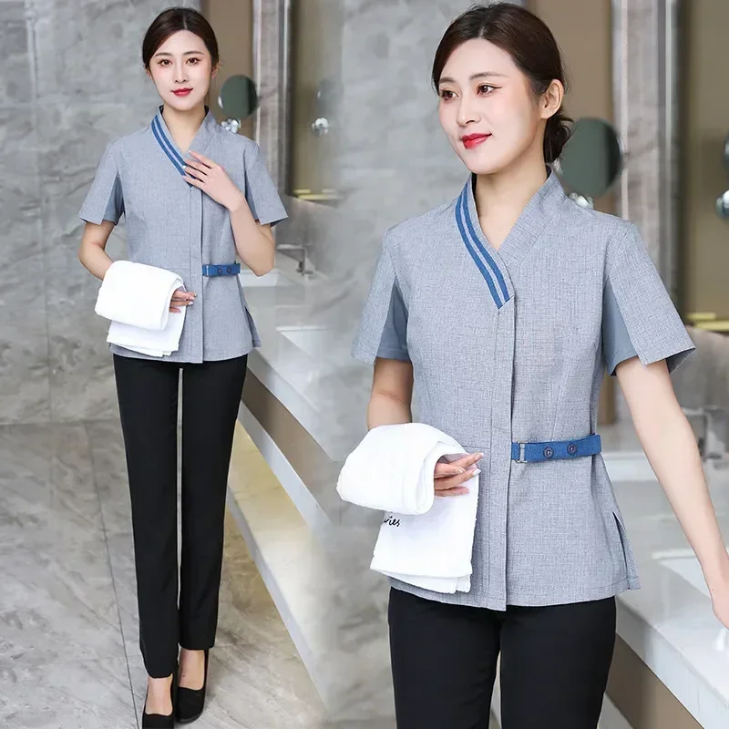 

Short Housekeeping Work Aunt Summer Clothes Uniform Thin Cleaning Sleeve Service Breathable Property The Woman