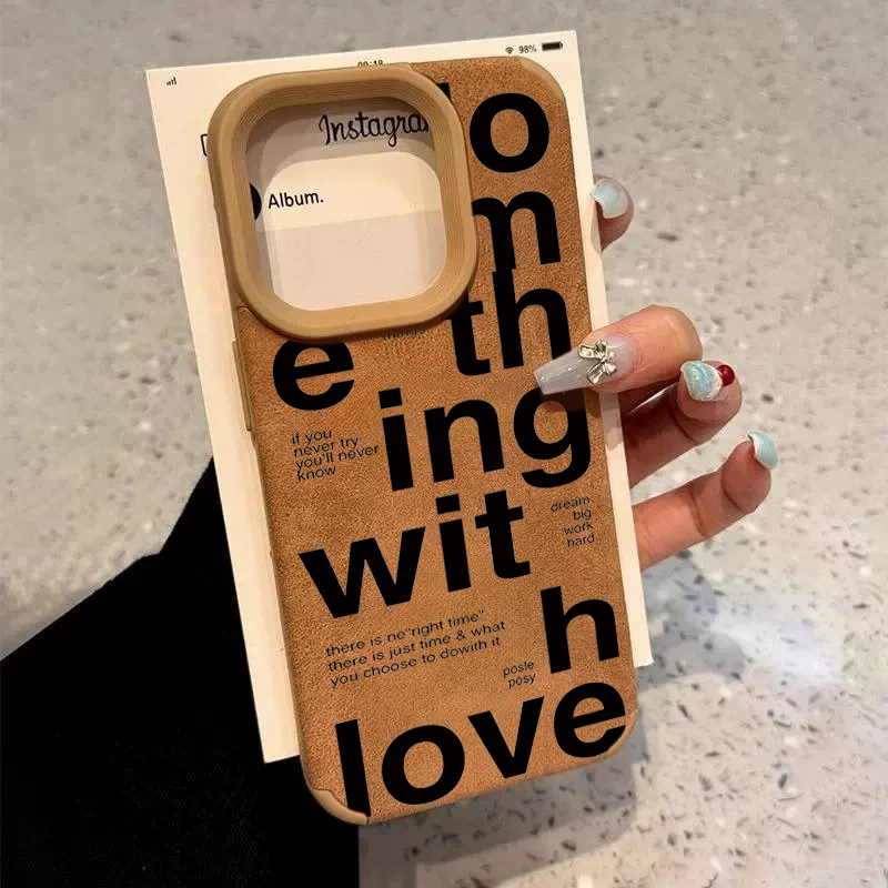 Cartoon Coffee Pattern Shockproof Executive Fiber Leather Phone Case