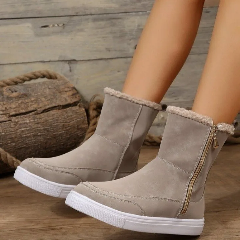 

2023 Winter Shoes for Female Outside Zipper Women's Ankle Boots Flat with Casual Women's Shoes Low Heel Plus Size Ladies Boots