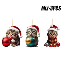 10PCS Cute Cartoon Cat Pendant Ornament for Christmas Tree and Car Interior Decoration (Mix-A-3PCS)
