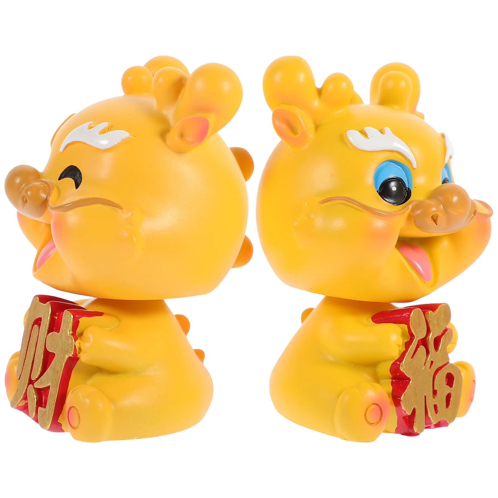 

2 Pcs Home Decoration Dragon Tiny Chinese Zodiac Decorations for Resin Craft Figurines Mini Garden outside