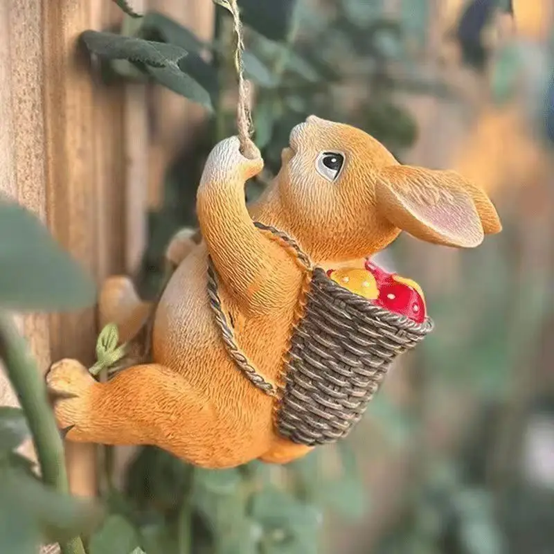 Cute resin vine climbing rabbit ornament, garden animal decoration, landscape accessories