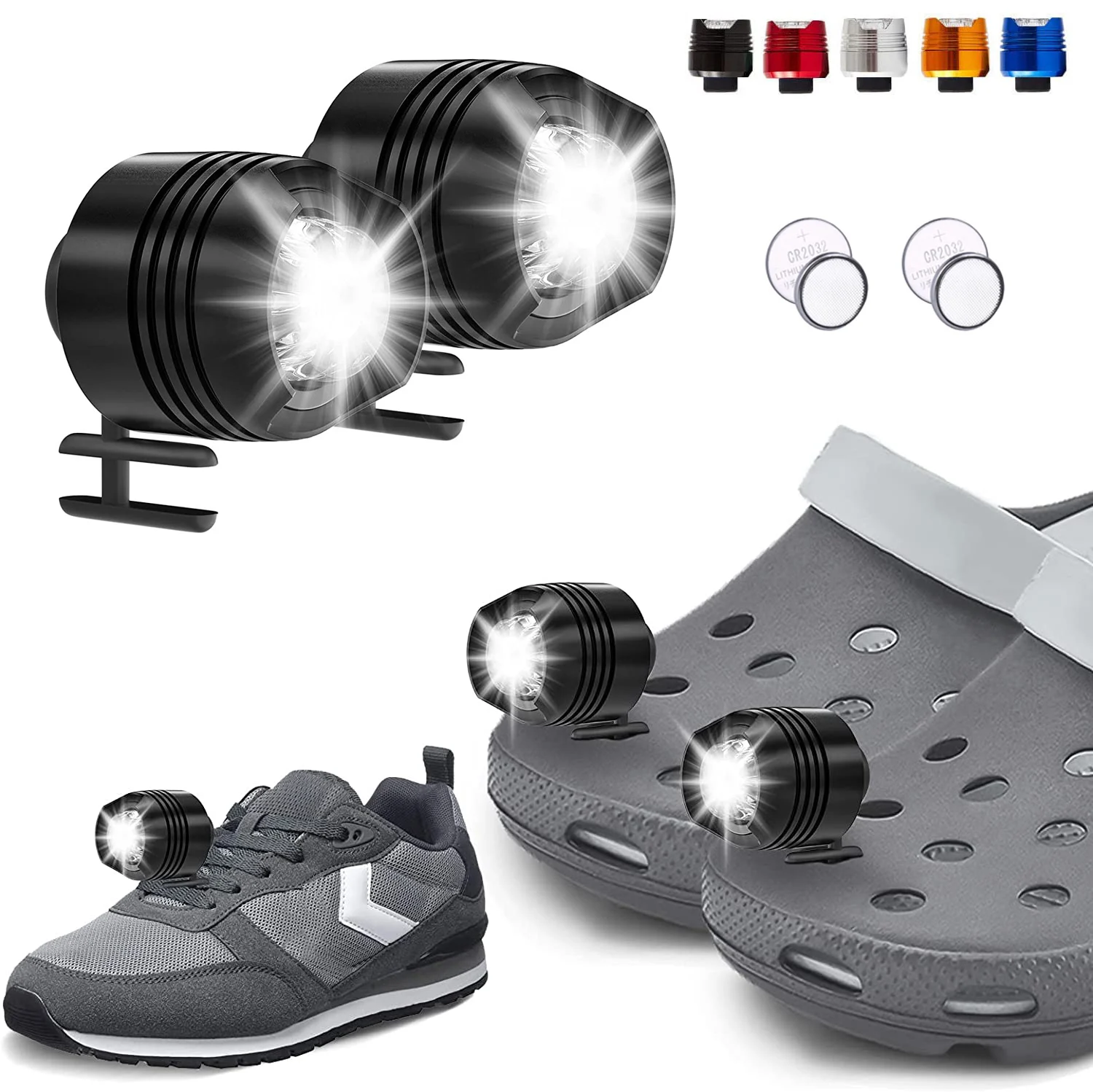 

Headlights for Croc Shoes, 2Pcs LED Shoes Lights for Clogs IPX5 Waterproof Lights Charms for Dog Walking Camping Hiking