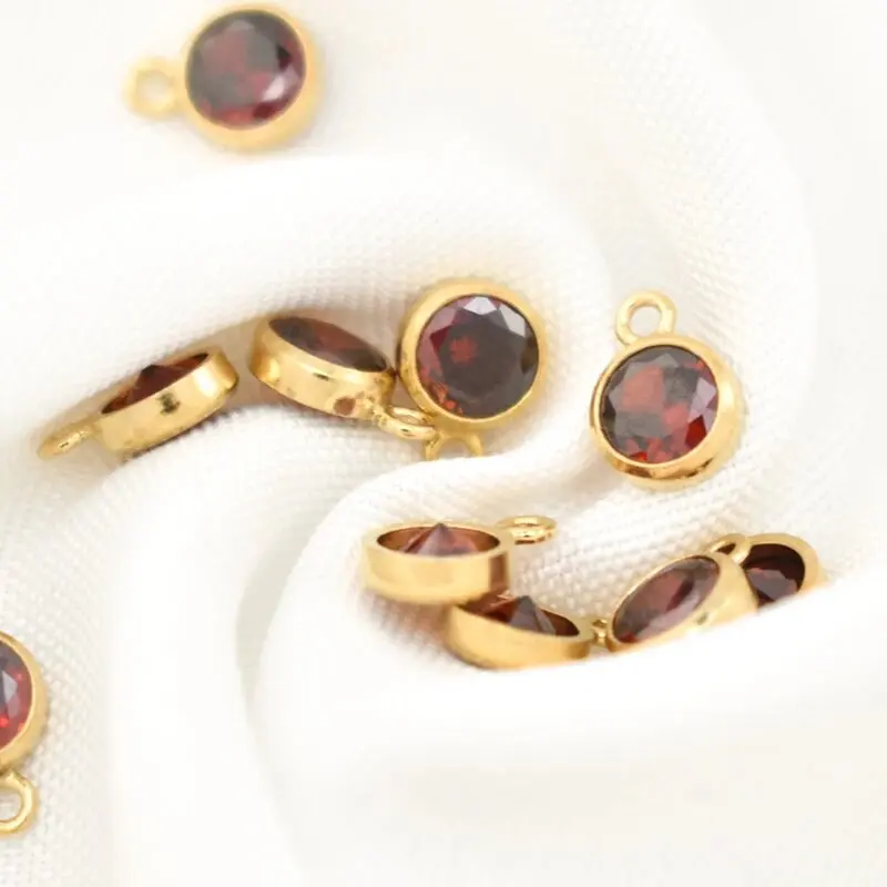 14K Gold gefüllter Geburtsstein Lünette Tropfen Charm 4MM Anhänger AAA Zirkon Charm für Halskette Ohrring DIY Schmuckzubehör Zubehör – Detail 19