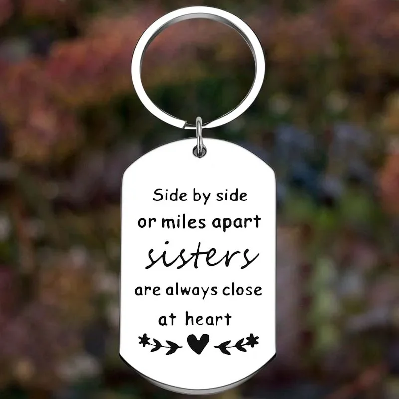

Metal Sister Birthday Gifts Keychain Side by Side Sisters Christmas Gift Key Chain Pendant Jewelry Sister in Law Gifts